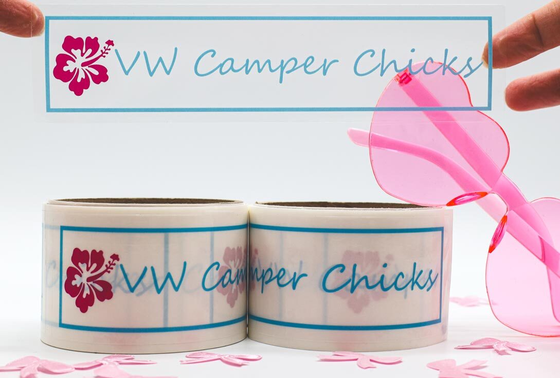 Transparente rektangulære logo-klistermærker til VW Camper Chicks