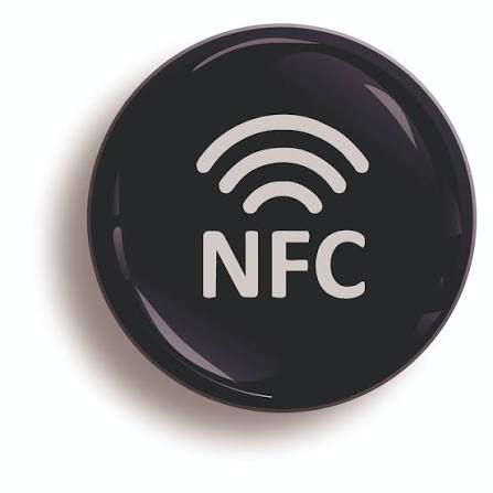 Sort NFC domed label med tap-symbol