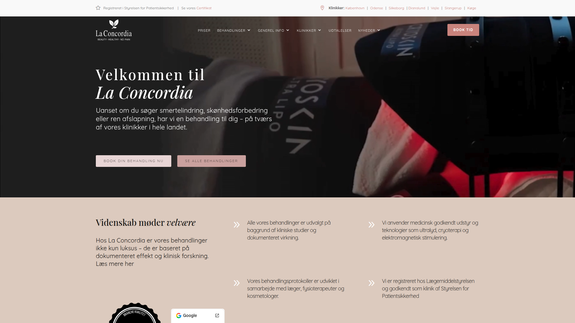 laconcordia.dk – Hjemmeside for skønhedsklinik
