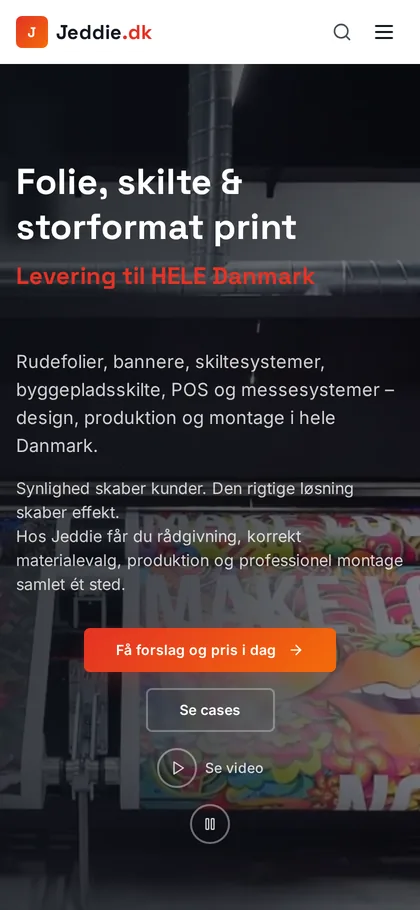Jeddie.dk vist på mobil